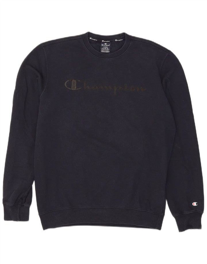 Champion moletom masculino gráfico jumper grande algodão azul marinho