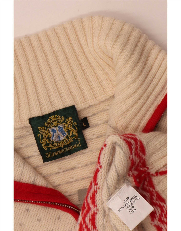 Suéter feminino Hammerschmidt com gola e zíper Reino Unido 16 grande off white