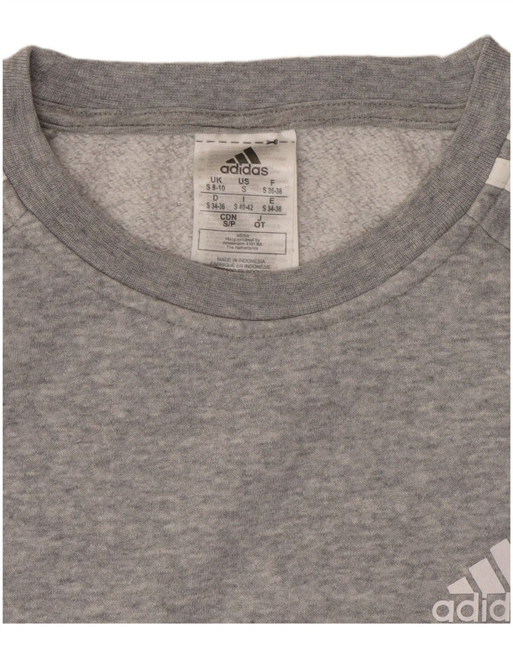 ADIDAS Womens Oversized Sweatshirt Jumper UK 8/10 Pequeno Cinza Flecked