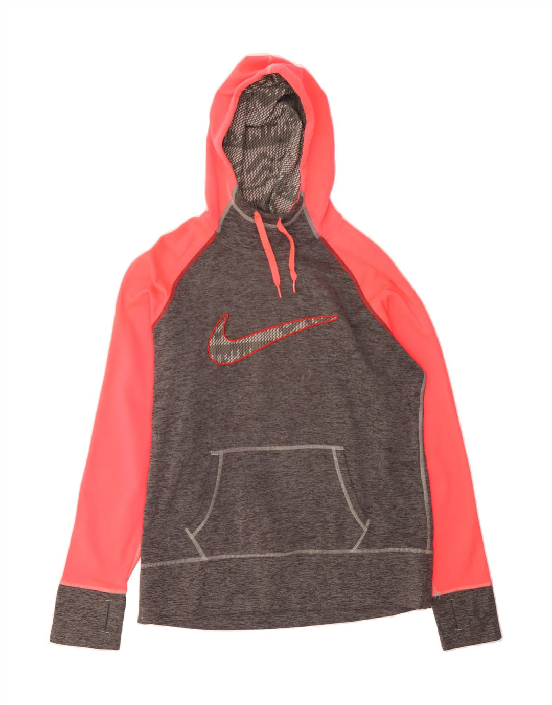 NIKE Mens Therma-Fit Graphic Hoodie Jumper Large Grey Colourblock Vintage Nike and Second-Hand Nike from Messina Hembry 