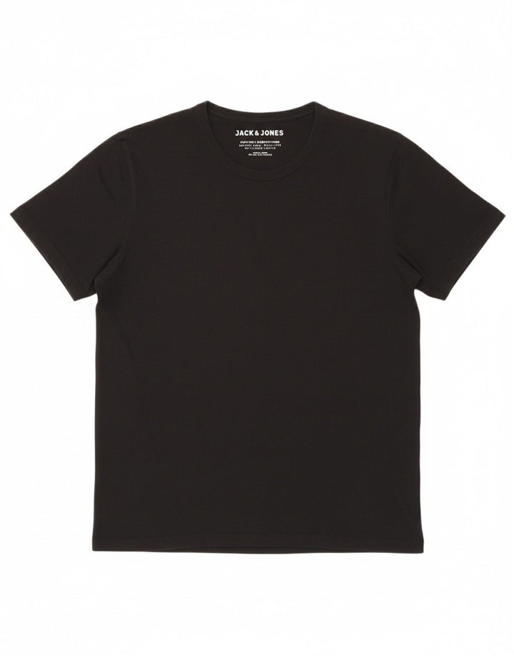 Camiseta masculina JACK & JONES de algodão preto médio