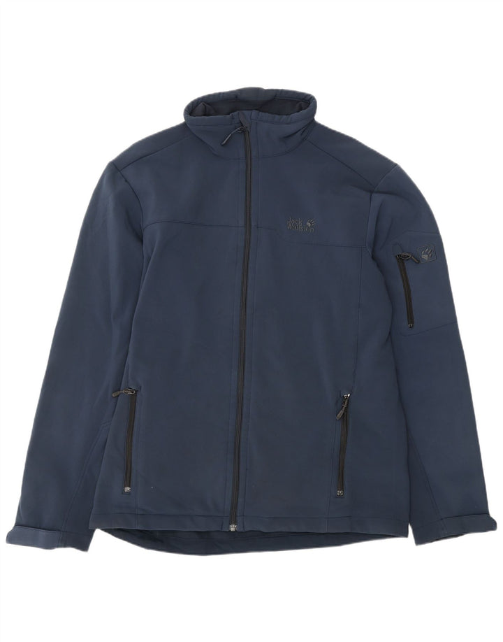 Jaqueta corta-vento masculina Jack Wolfskin Reino Unido 40 grande poliéster azul marinho