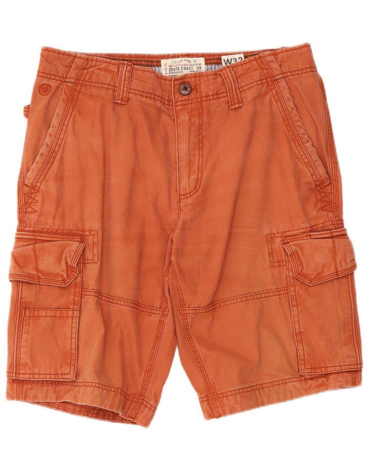 Shorts cargo masculino Fat Face W32 algodão laranja médio