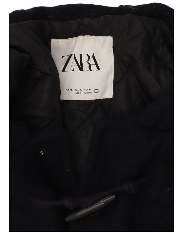 Zara Jaqueta masculina com capuz Duffle UK 42 XL Azul marinho