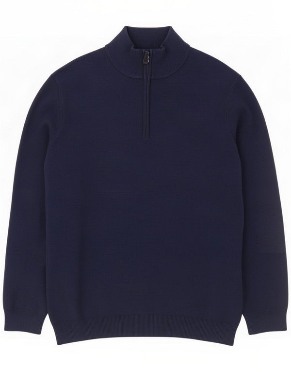 Suéter masculino superdry com gola com zíper grande algodão azul marinho
