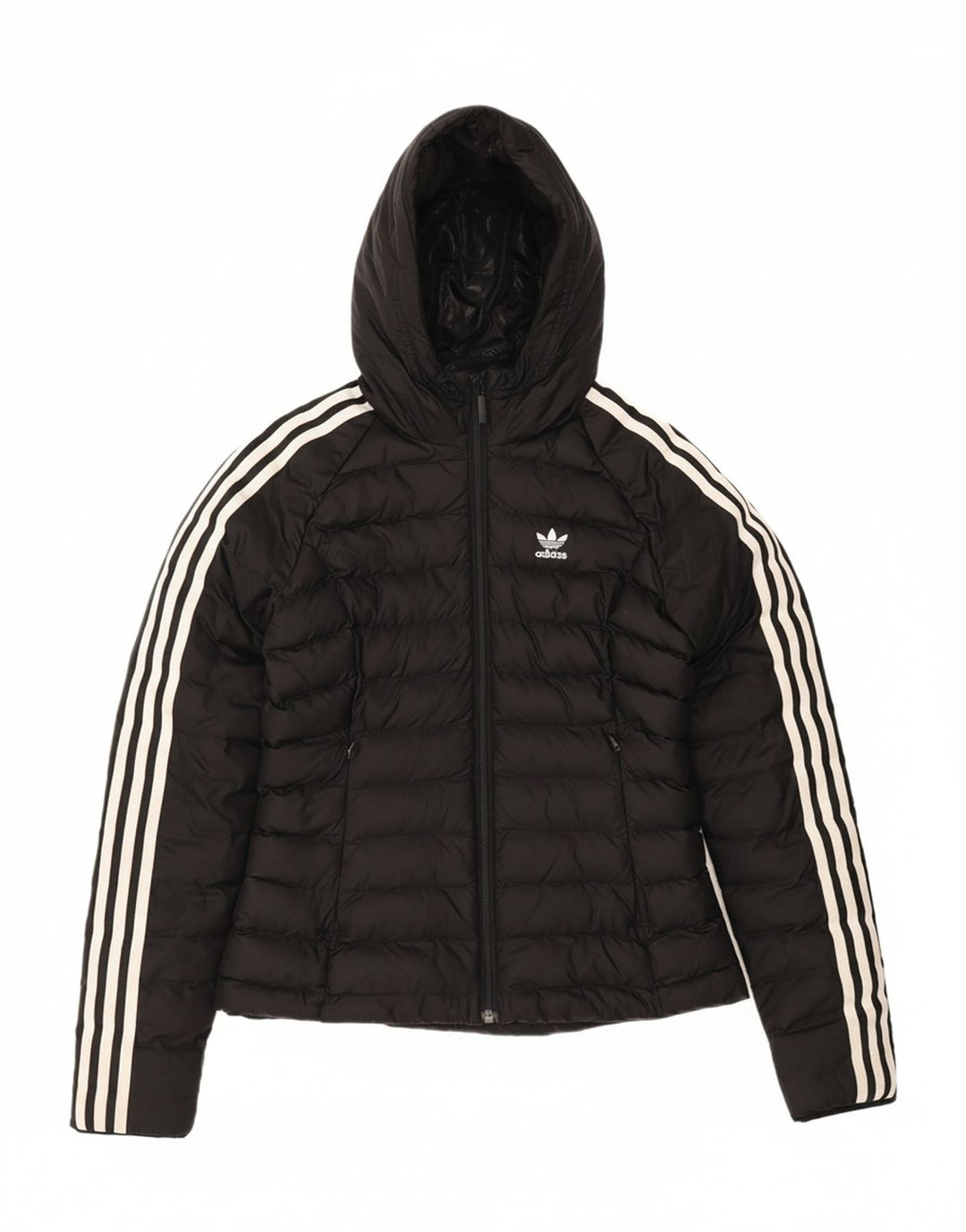 ADIDAS Womens Hooded Jacket UK 8 Small Black Nylon