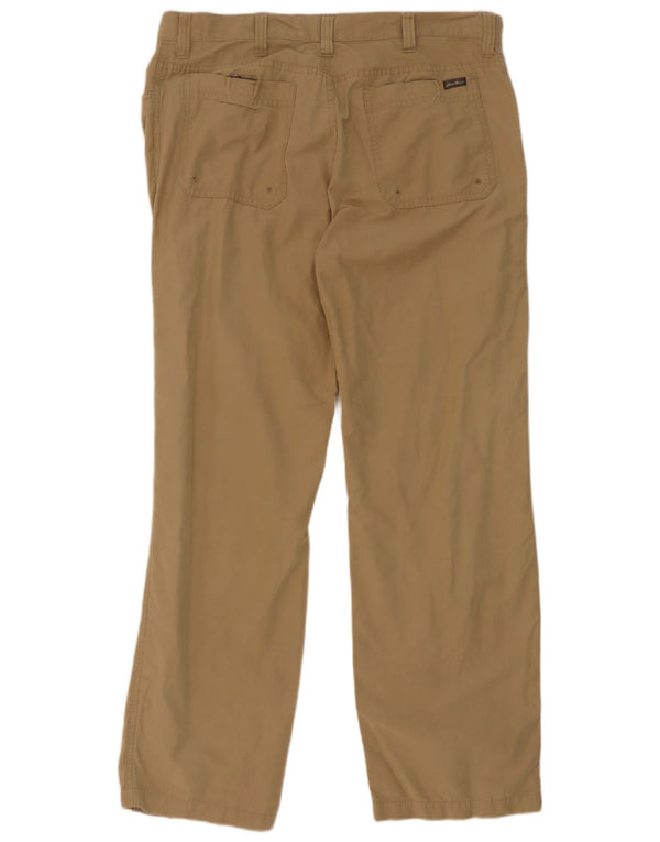 Calça casual reta masculina Eddie Bauer W36 L32 algodão cáqui