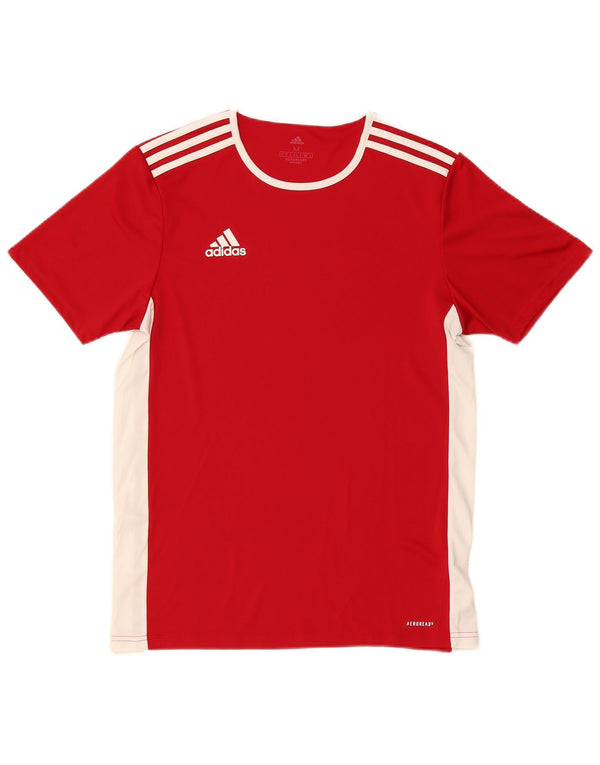 Adidas Mens Aeroready Camiseta Top Médio Vermelho Colorblock Poliéster