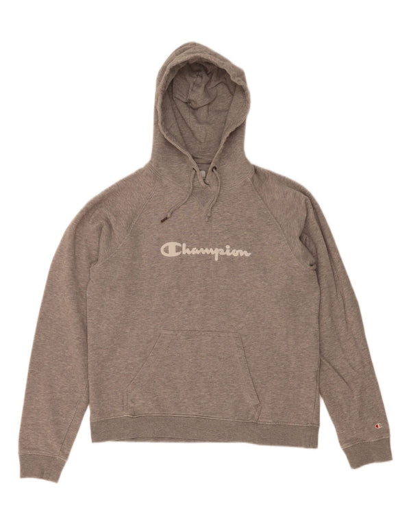 Jumper feminino com capuz gráfico Champion UK 14 algodão cinza médio