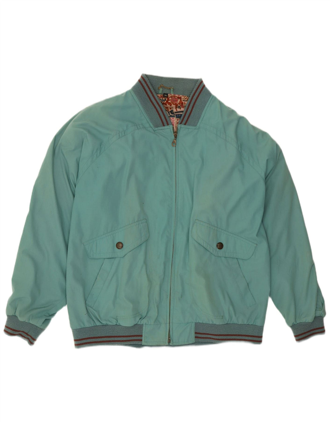 Jaqueta bomber masculina vintage IT 54 2XL poliéster listrado azul