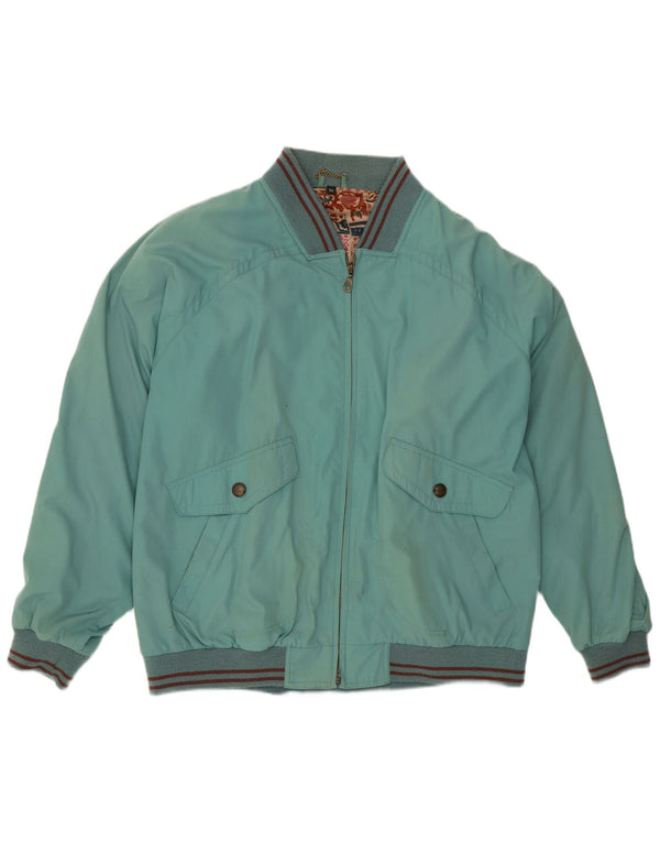Jaqueta bomber masculina vintage IT 54 2XL poliéster listrado azul