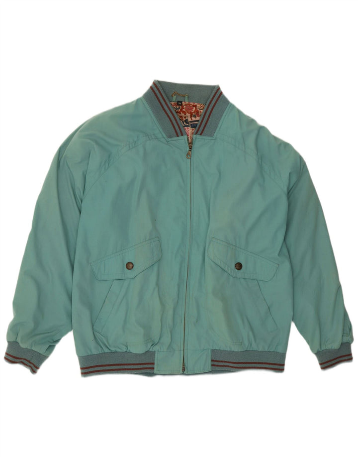 Jaqueta bomber masculina vintage IT 54 2XL poliéster listrado azul