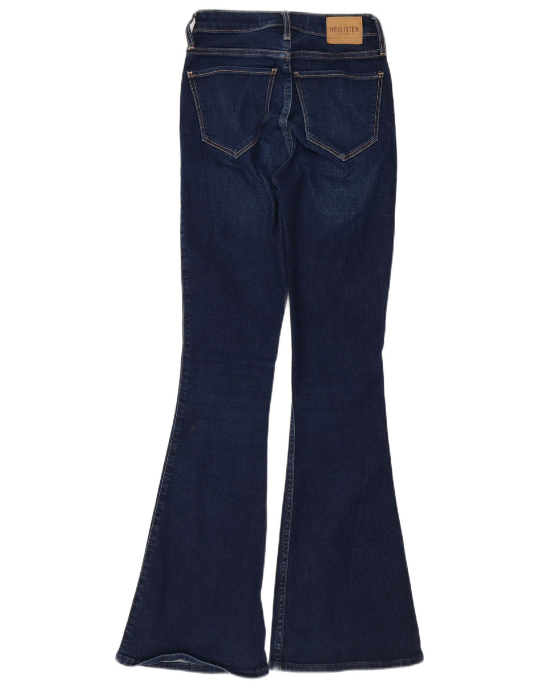 HOLLISTER Calça jeans feminina curvada de cintura alta W24 L32 algodão azul marinho