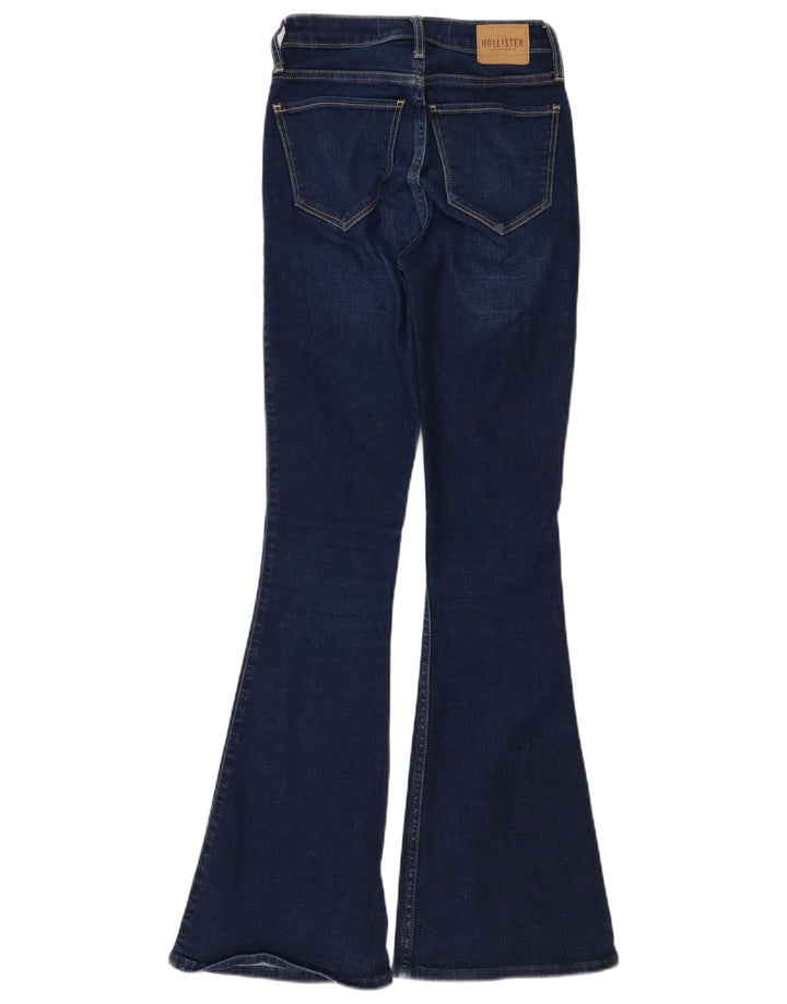 HOLLISTER Calça jeans feminina curvada de cintura alta W24 L32 algodão azul marinho