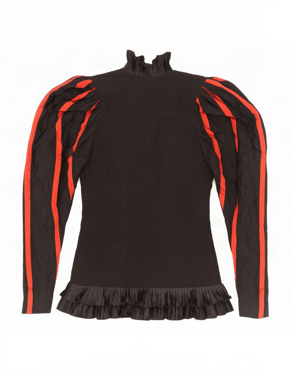 Jaqueta Blazer aberta feminina vintage UK 12 listrada preta média