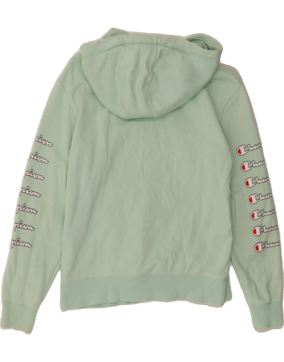 CHAMPION Womens Graphic Oversized Hoodie Jumper UK 6 XS Green Cotton Vintage Champion and Second-Hand Champion from Messina Hembry 