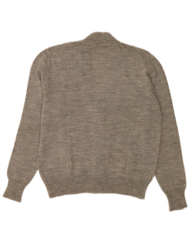Suéter cardigã masculino vintage médio cinza manchado