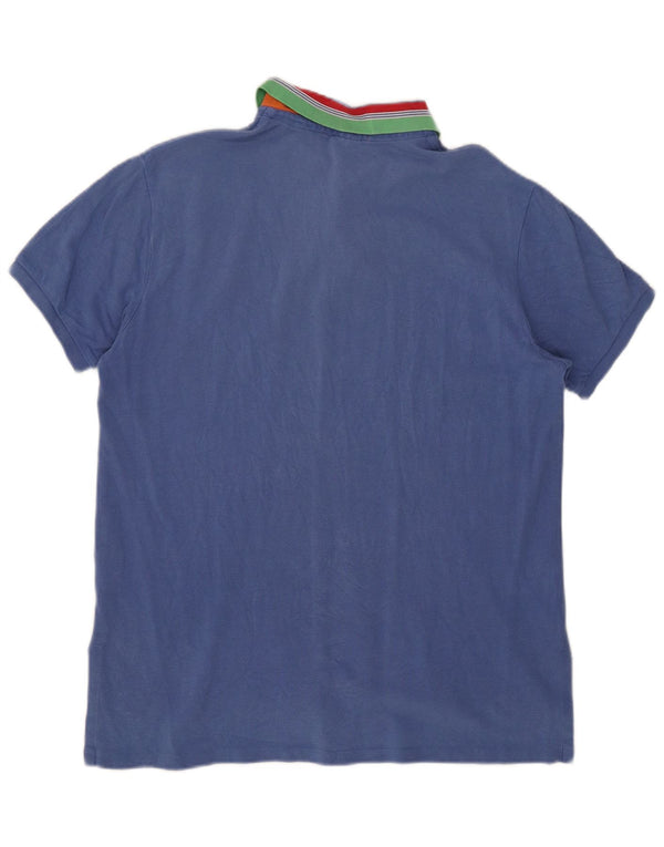 Polo Ralph Lauren Mens Custom Fit Camisa Grande Azul Colorblock Algodão