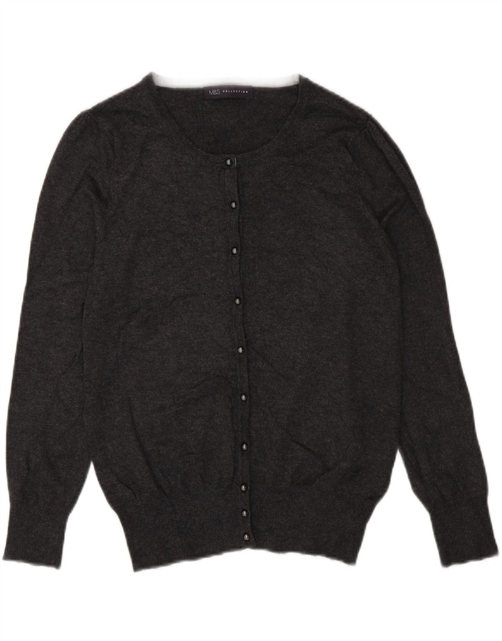 Suéter cardigã feminino Marks & Spencer Reino Unido 12 Viscose cinza médio