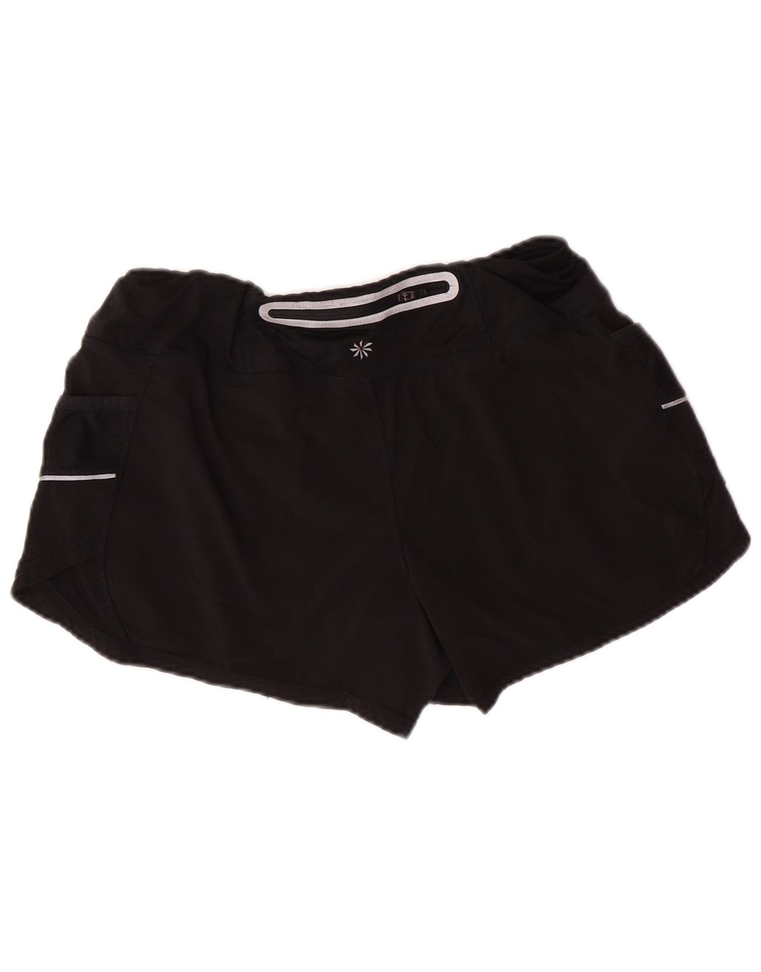Shorts esportivos femininos ATHLETA UK 12 poliéster preto médio