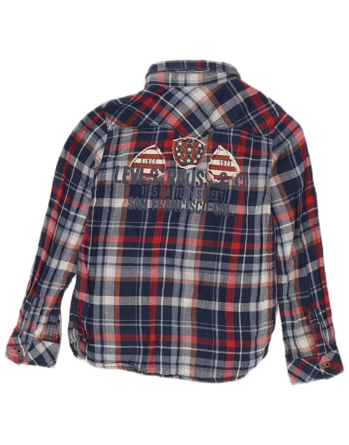 Camisa Levi's Boys San Francisco manga comprida 7-8 anos azul marinho xadrez