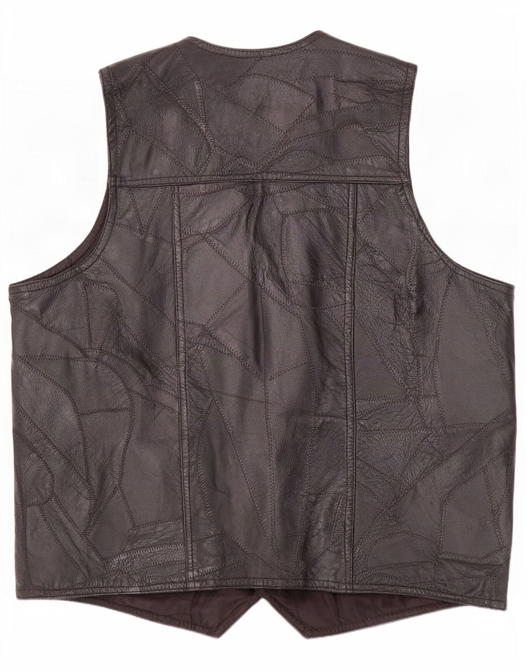 Colete de couro masculino vintage grande preto