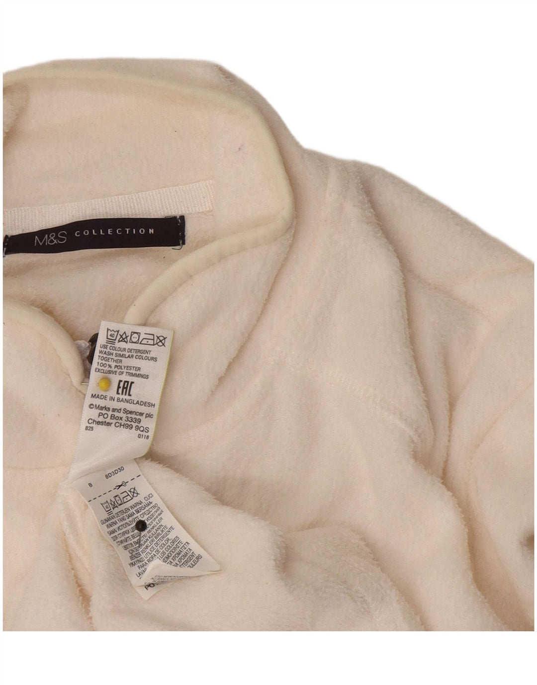 Jaqueta de lã feminina Marks & Spencer UK 12 poliéster branco médio