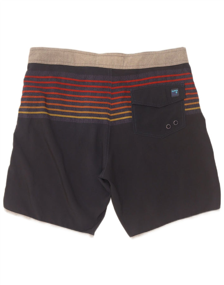 Shorts de natação masculino Superdry grande poliéster listrado azul marinho