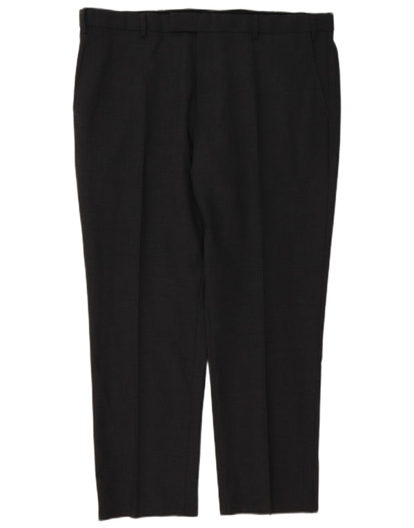 Calça masculina reta regular Marks & Spencer W40 L29 lã cinza