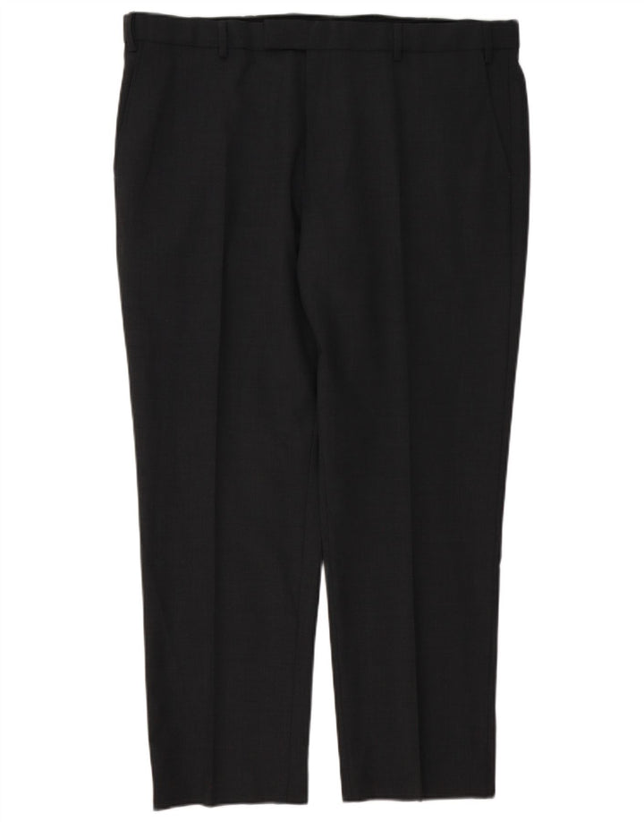 Calça masculina reta regular Marks & Spencer W40 L29 lã cinza