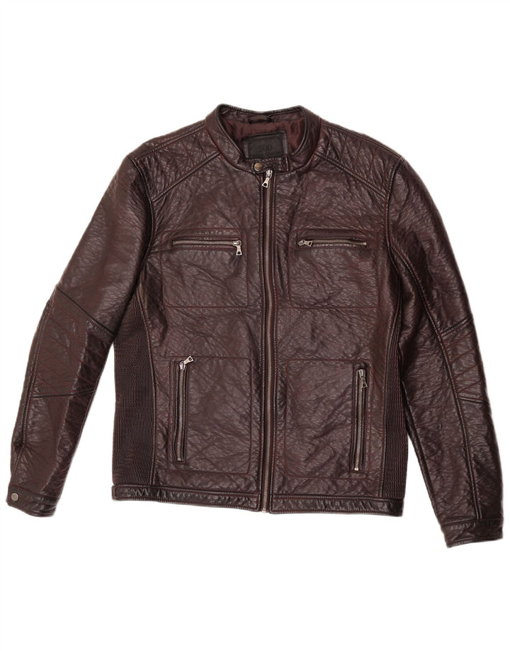 Jaqueta feminina de couro sintético Maison Cinqcent UK 18 XL marrom poliuretano