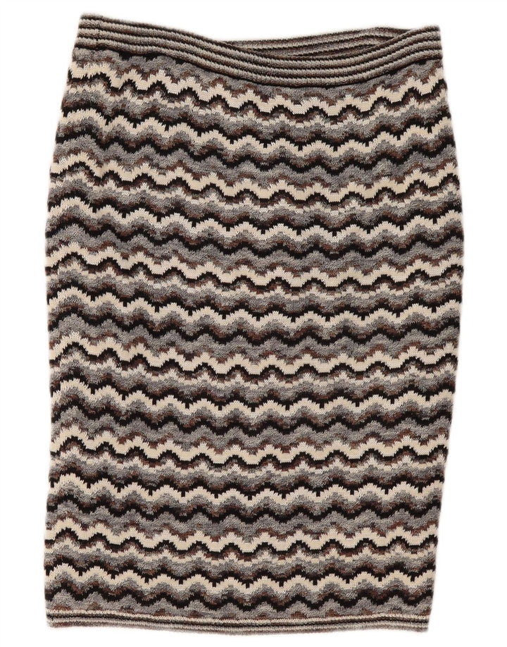 Saia lápis feminina vintage de malha W32 grande cinza Chevron