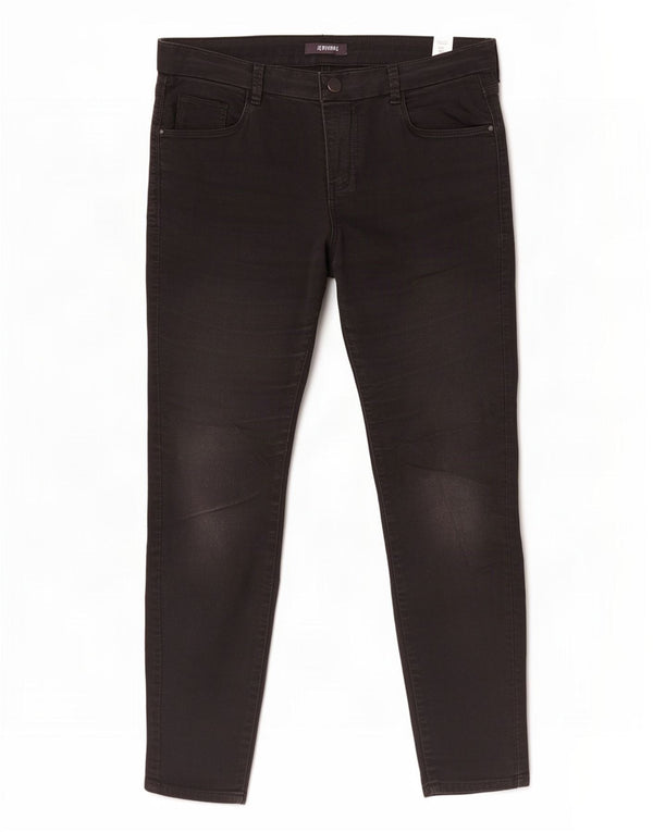 Calça jeans feminina Marks & Spencer curta UK 14 grande W32 L27 algodão preto
