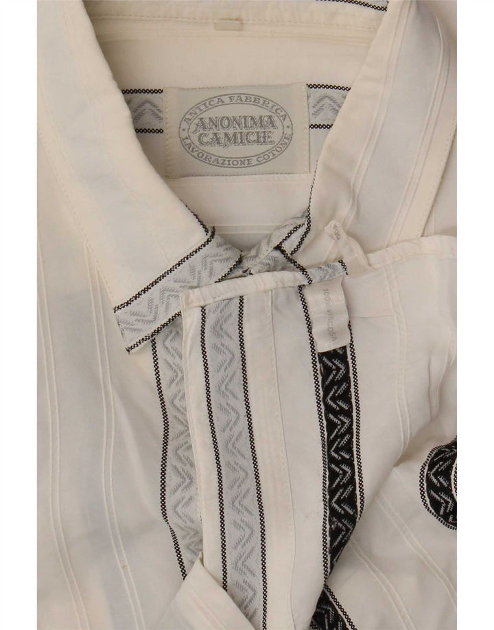 Camisa masculina Anonima Camicie média listrada branca viscose