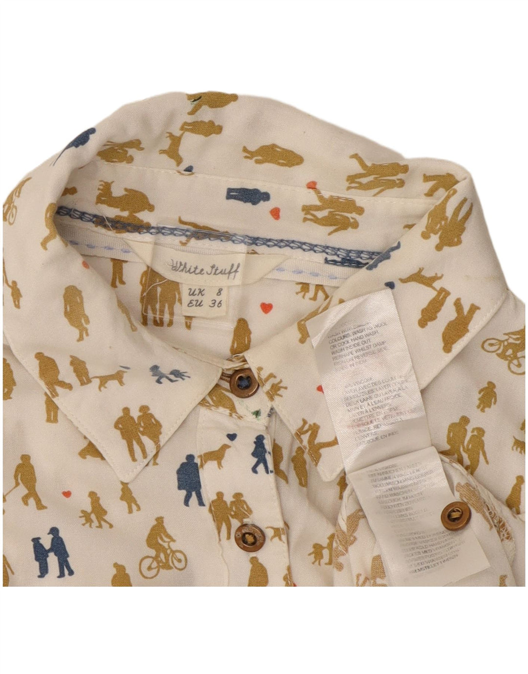 Blusa feminina com estampa abstrata branca, material branco, 8, pequeno, off white