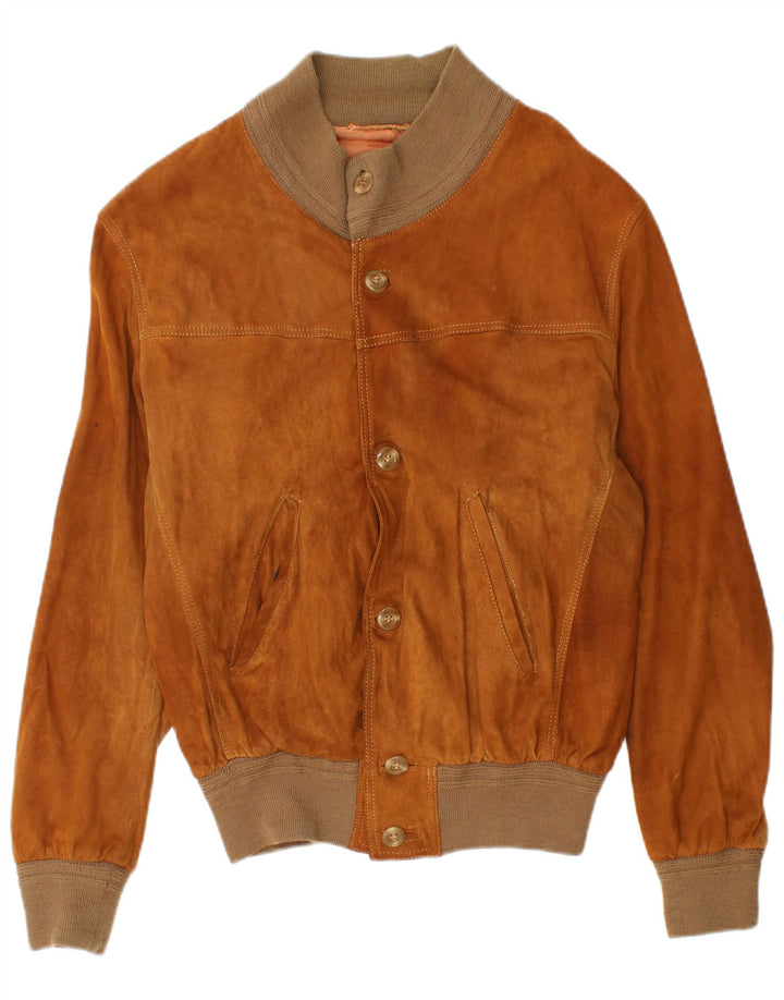 Jaqueta bomber masculina vintage de camurça IT 50 grande marrom