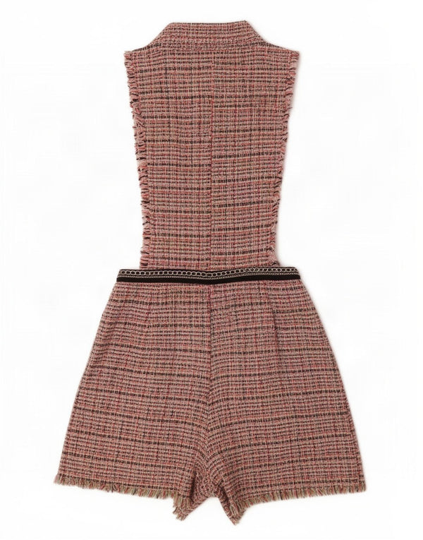 Zara Womens Sleeveless Playsuit UK 12 Medium Multicoloured Check Cotton