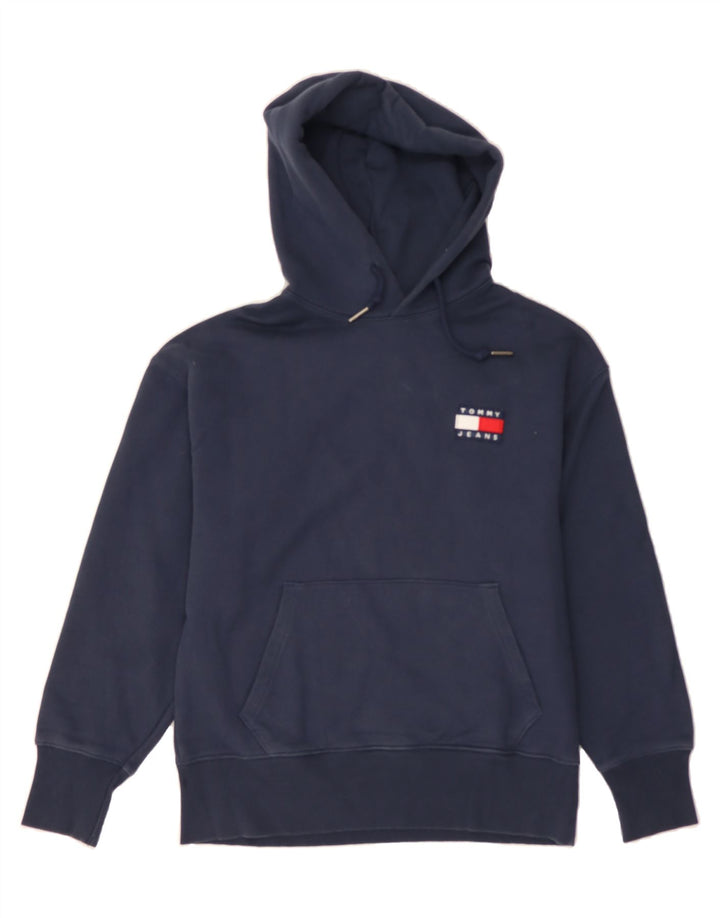 TOMMY HILFIGER Mens Hoodie Jumper Small Navy Blue Cotton Vintage Tommy Hilfiger and Second-Hand Tommy Hilfiger from Messina Hembry 