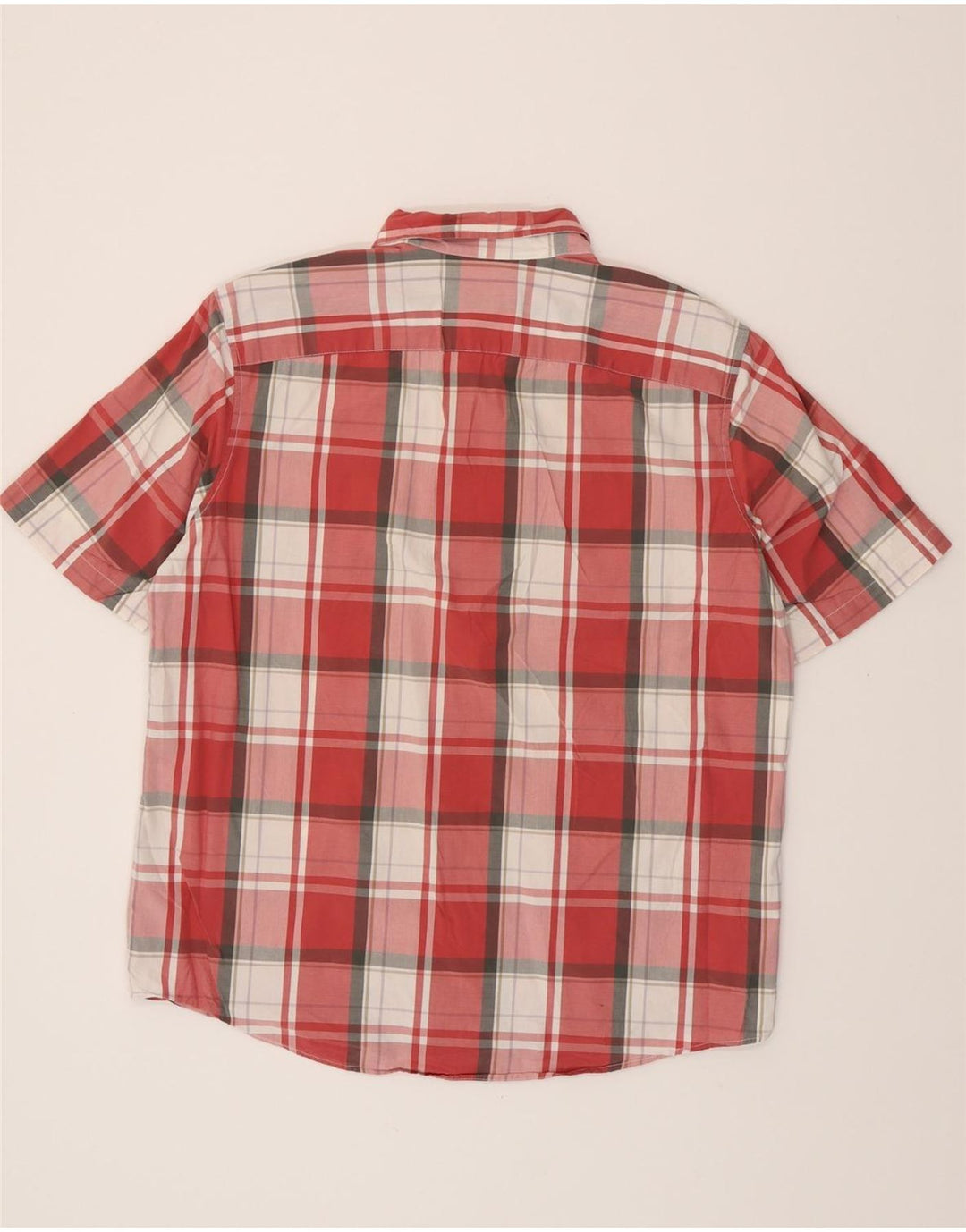EDDIE BAUER Camisa masculina de manga curta grande algodão xadrez vermelho