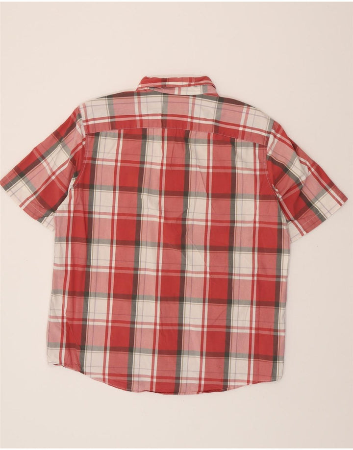 EDDIE BAUER Camisa masculina de manga curta grande algodão xadrez vermelho
