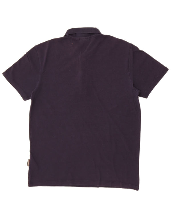 Camisa pólo geográfica masculina Napapijri pequena algodão azul marinho