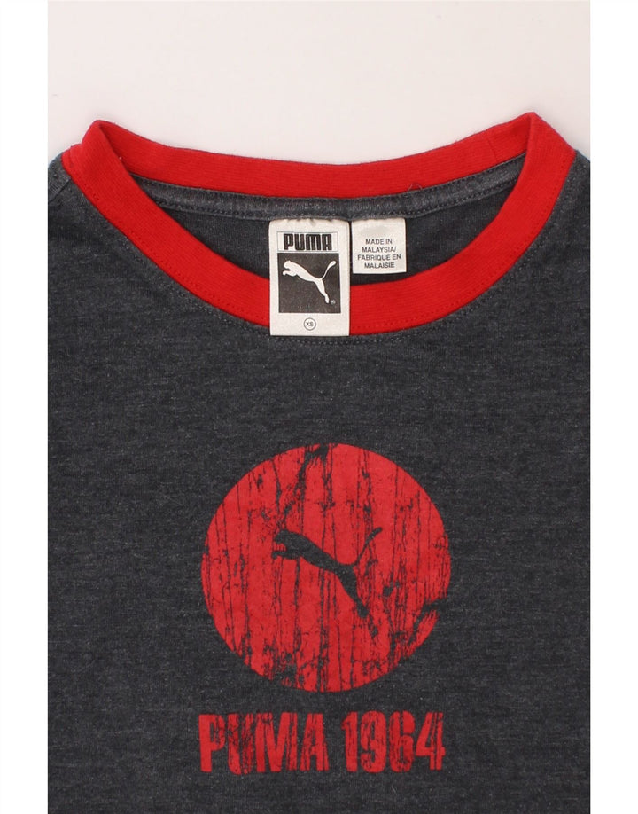 PUMA Boys Graphic T-Shirt Top 5-6 Years XS Grey Flecked Vintage Puma and Second-Hand Puma from Messina Hembry 