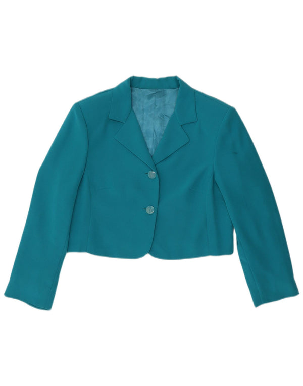 Jaqueta blazer feminina vintage UK 12 azul médio