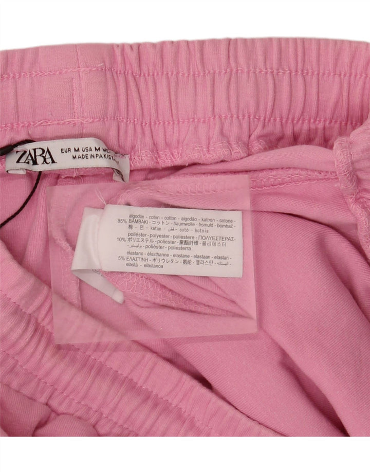 ZARA Womens Tracksuit Trousers UK 12 Medium  Pink Cotton
