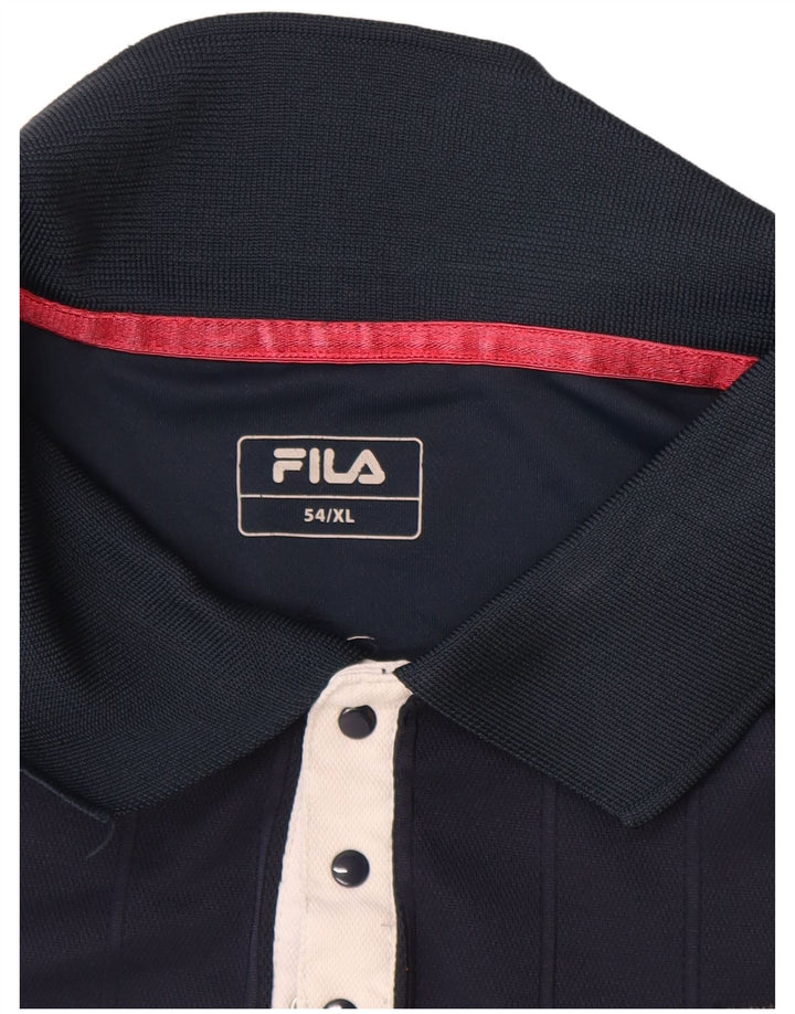 Camisa polo masculina FILA IT 54 XL azul marinho poliéster