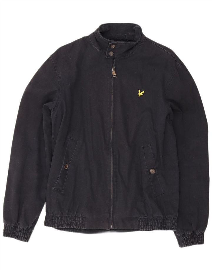 Jaqueta bomber masculina Lyle & Scott Reino Unido 38 algodão azul marinho médio
