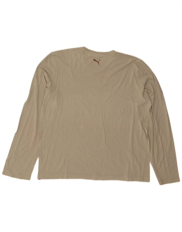Puma Mens Graphic Top Manga Longa 2XL Algodão Bege