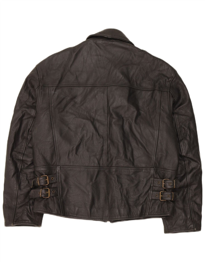Jaqueta de couro masculina vintage UK 36 pequena preta