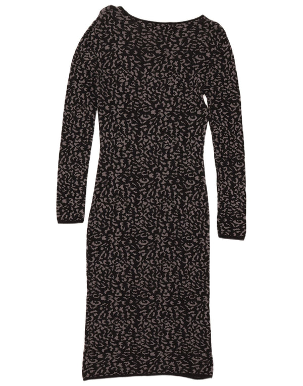 Vestido suéter feminino Oasis de manga comprida UK 12 médio preto com estampa animal