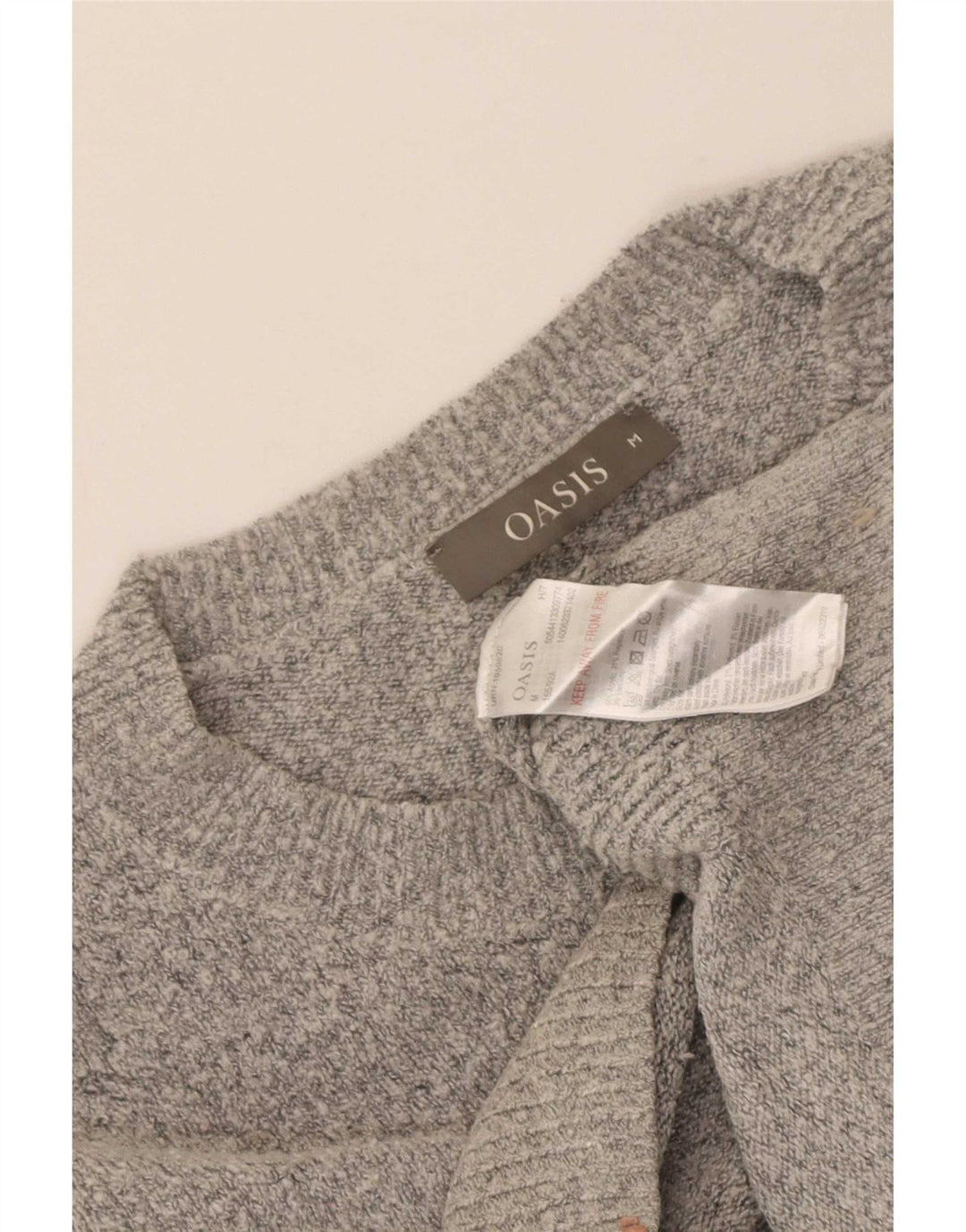 Suéter feminino Oasis com gola canoa UK 12 cinza médio acrílico